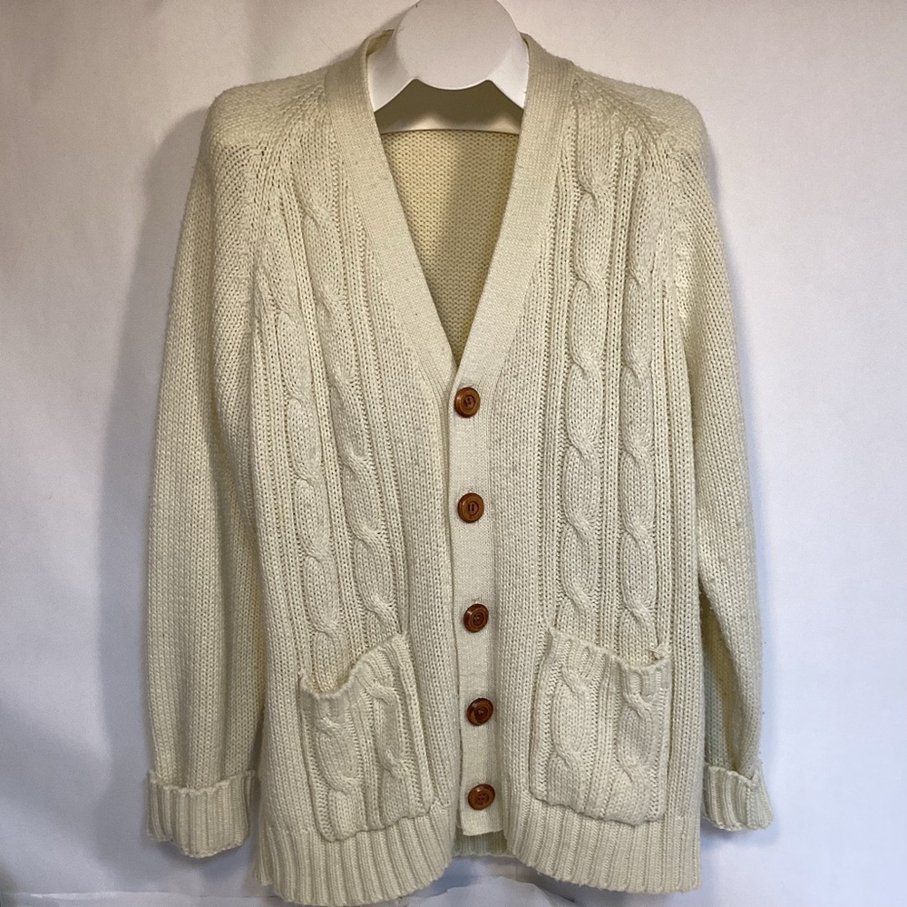 Boyfriend Vintage Cable Knit Long Cardigan Sweater acrylic  Women’s size XL